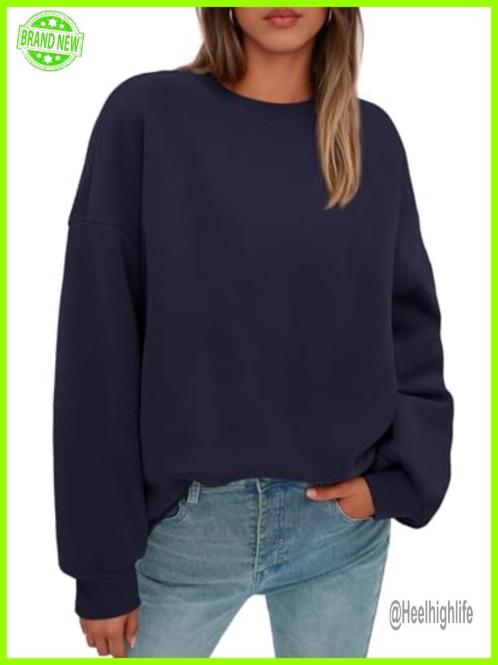 Oversized Crewneck Sweatshirt Cotton Polyester Pullover Long Sleeve